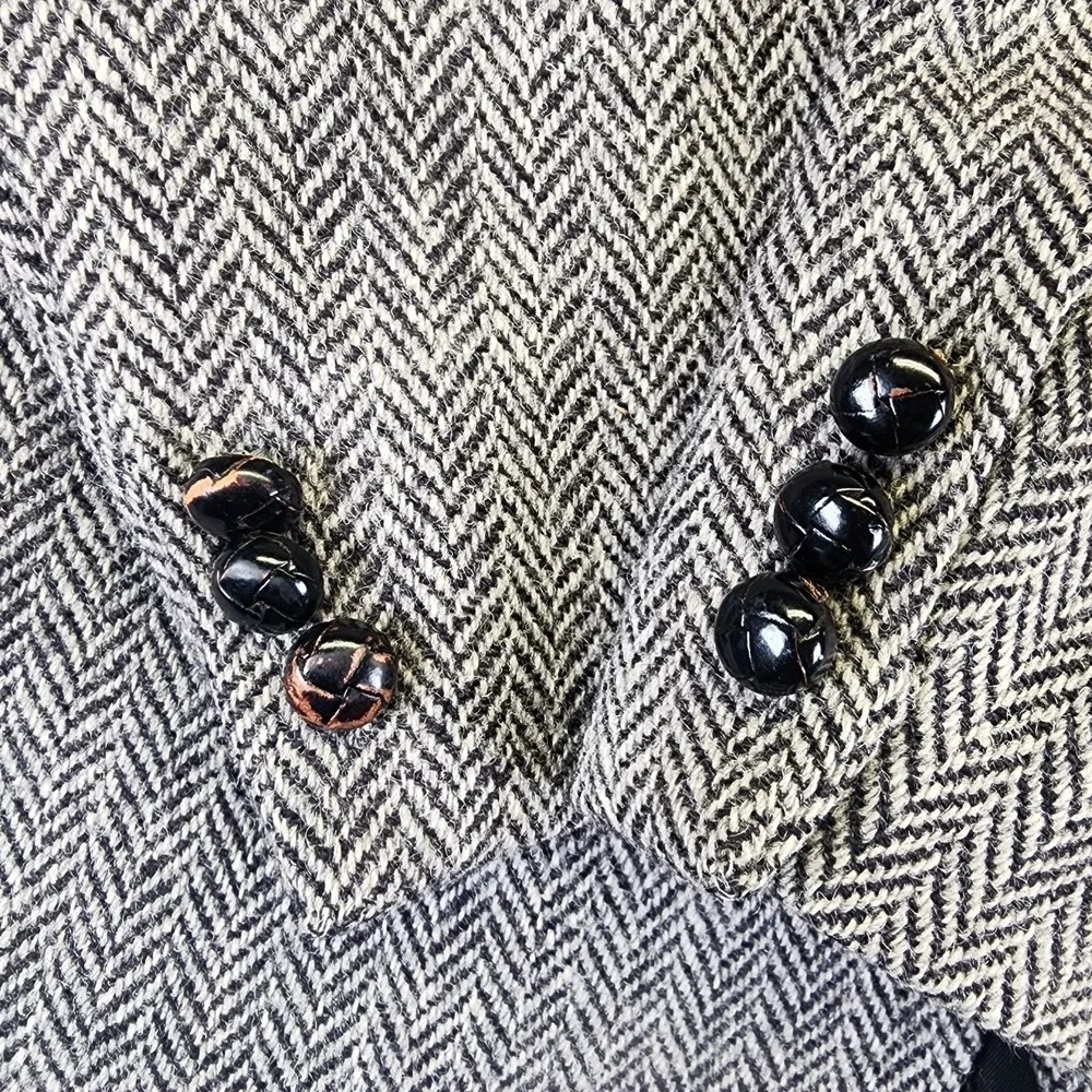 Stafford Harris Tweed Mens 42R Gray Blazer Sports Coat Wool Herringbone **READ**